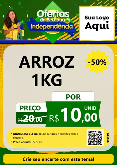 Modelo de Cartaz para Cartaz A4 Vertical com o tema Ofertas da Semana da Independência para Supermercado