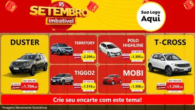 Modelo de TV para TV Horizontal com o tema Setembro Imbatível para Concessionaria de Carros