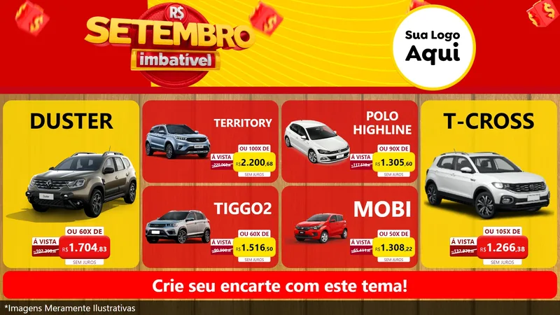 Modelo de TV para TV Horizontal com o tema Setembro Imbatível para Concessionaria de Carros