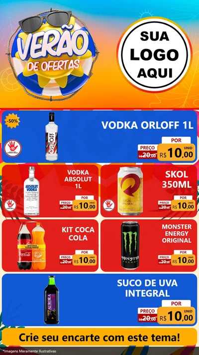 Modelo de TV para TV Vertical com o tema Verão de Ofertas para Distribuidora de bebidas