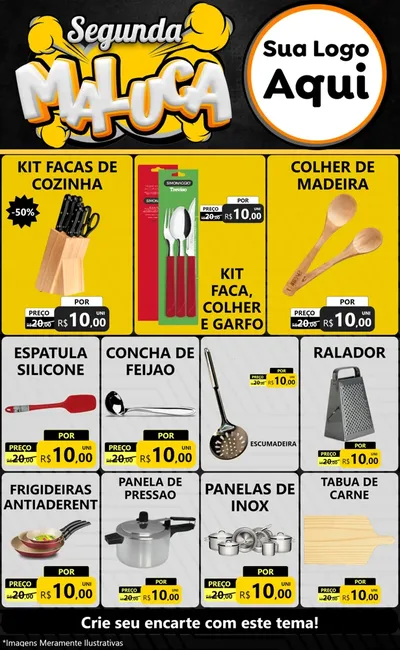 Modelo de Encarte para Encarte Grande com o tema Segunda Maluca para Utilidades Domésticas