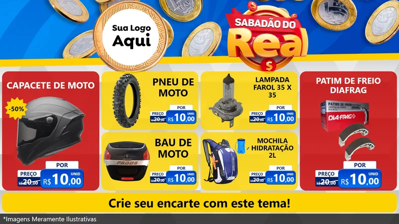 Modelo de TV para TV Horizontal com o tema Sabadão do Real para Moto peças