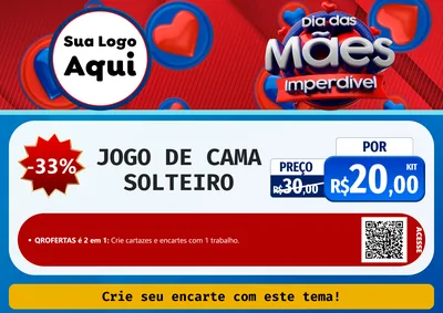 Modelo de Cartaz para Cartaz A4 Horizontal com o tema Dia Das Mães Imperdível para Cama, Mesa e Banho