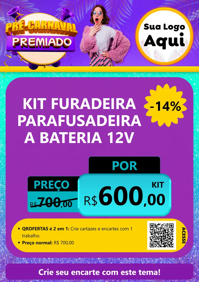Modelo de Cartaz para Cartaz A4 Vertical com o tema Pré-Carnaval Premiado para Maquinas e Ferramentas