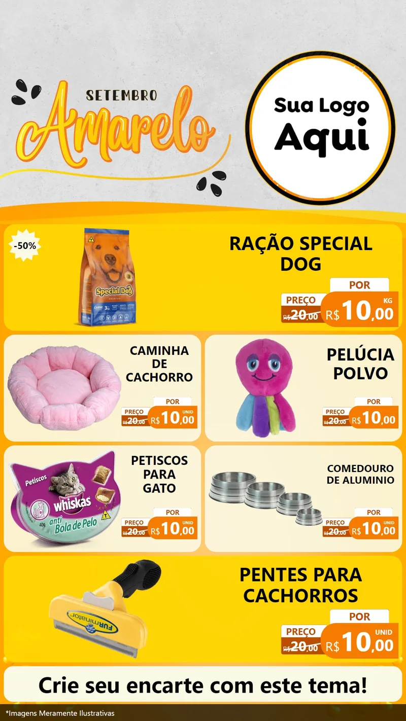 Modelo de TV para TV Vertical com o tema Setembro Amarelo para Pet Shop