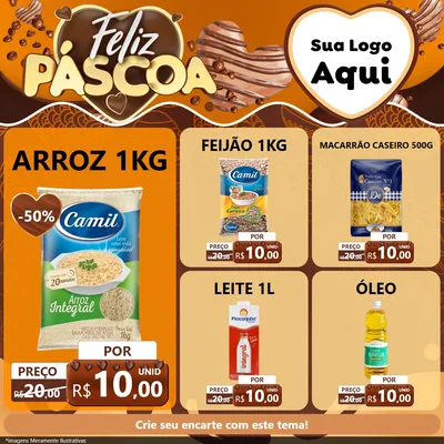 Modelo de Rede Social para Feed Facebook com o tema Feliz Páscoa para Supermercado
