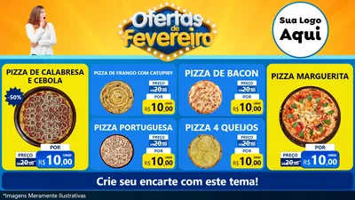 Modelo de TV para TV Horizontal com o tema Ofertas de Fevereiro para Pizzaria