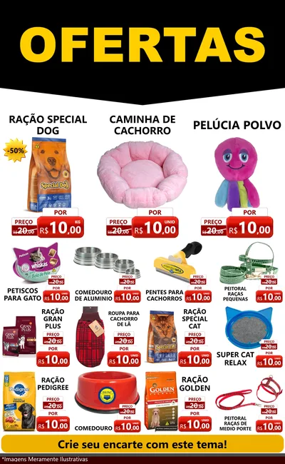 Modelo de Encarte para Encarte Grande com o tema Ofertas Preto e Vermelho Cartaz para Pet Shop