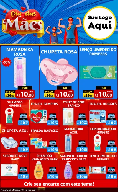 Modelo de Encarte para Encarte Grande com o tema Dia das Mães para Bebês