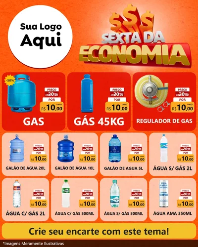 Modelo de Rede Social para Feed Instagram com o tema Sexta da Economia para Água e gás