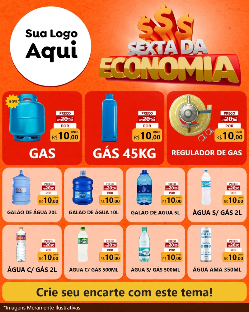 Modelo de Rede Social para Feed Instagram com o tema Sexta da Economia para Água e gás