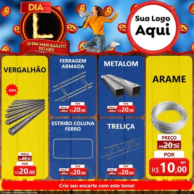 Modelo de Rede Social para Feed Facebook com o tema Dia L - O Dia Mais Barato Do Mês para Ferragens