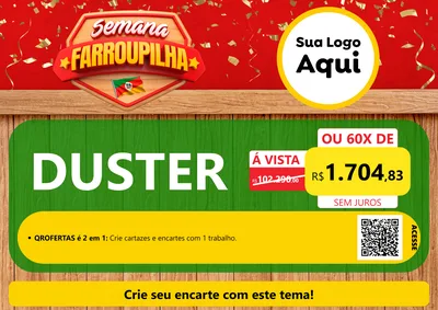 Modelo de Cartaz para Cartaz A4 Horizontal com o tema Semana Farroupilha para Concessionaria de Carros