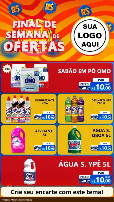 Modelo de TV para TV Vertical com o tema Final de Semana de Ofertas para Produtos de Limpeza