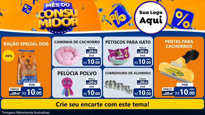 Modelo de TV para TV Horizontal com o tema Mês do Consumidor para Pet Shop
