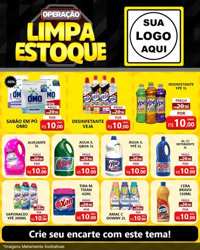 Modelo de Rede Social para Feed Instagram com o tema Operação Limpa Estoque para Produtos de Limpeza