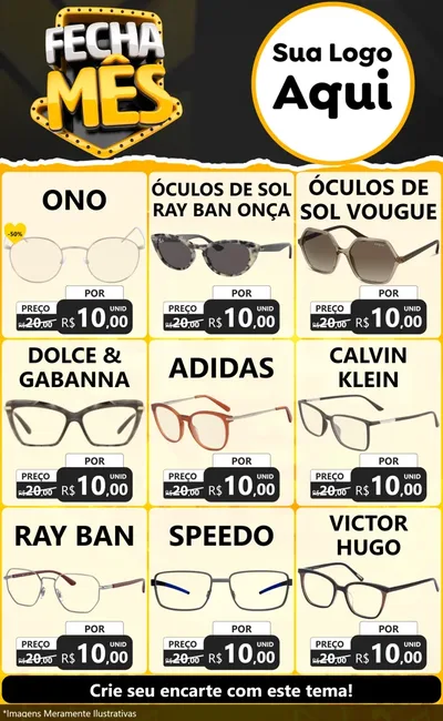 Modelo de Encarte para Encarte Grande com o tema Fecha Mês para Óticas