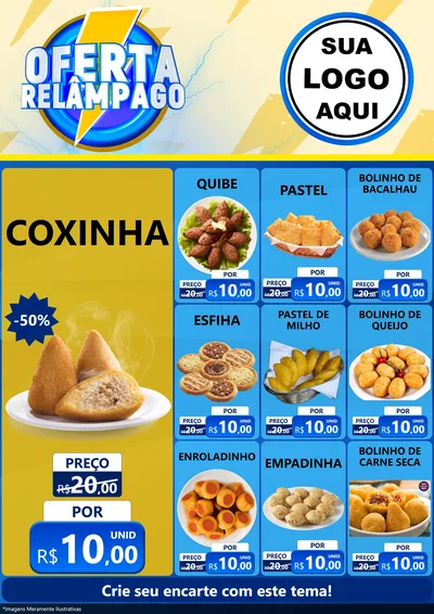 Modelo de Encarte para Encarte A4 Vertical com o tema Oferta Relâmpago para Salgadaria