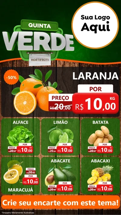 Modelo de Rede Social para Stories com o tema Quinta Verde para Hortifrúti
