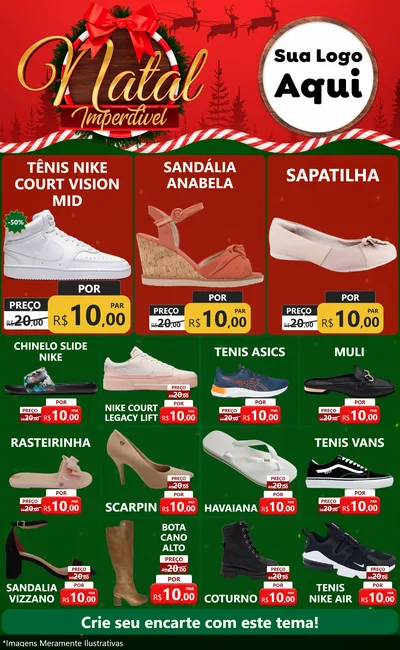 Modelo de Encarte para Encarte Grande com o tema Natal Imperdível para Calçados