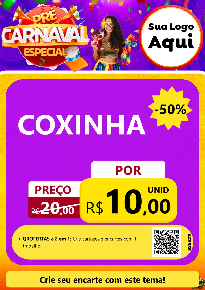 Modelo de Cartaz para Cartaz A4 Vertical com o tema Pré-Carnaval Especial para Salgadaria