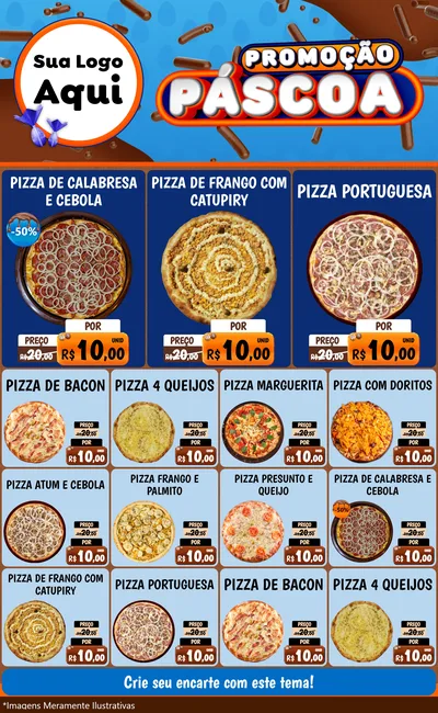 Modelo de Encarte para Encarte Grande com o tema Promoção Páscoa para Pizzaria