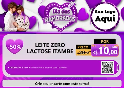 Modelo de Cartaz para Cartaz A4 Horizontal com o tema Dia dos Namorados para Frios e Laticínios