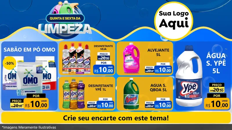 Modelo de TV para TV Horizontal com o tema Quinta e Sexta da Limpeza para Produtos de Limpeza