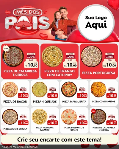 Modelo de Rede Social para Feed Instagram com o tema Mês dos Pais para Pizzaria