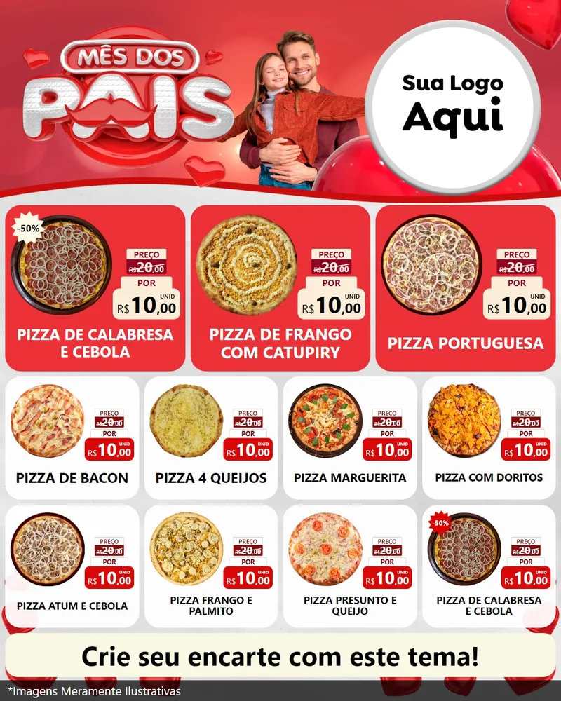 Modelo de Rede Social para Feed Instagram com o tema Mês dos Pais para Pizzaria