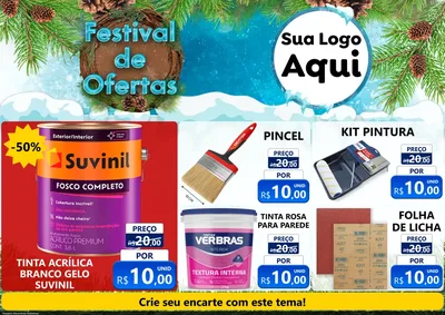Modelo de Encarte para Encarte A4 Horizontal com o tema Festival de Ofertas - Inverno para Tintas e Ferramentas
