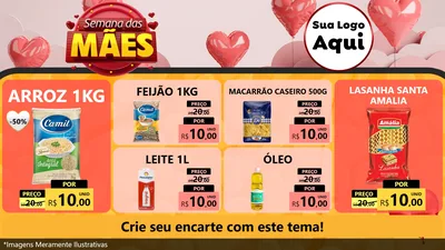 Modelo de TV para TV Horizontal com o tema Semana das Mães para Supermercado