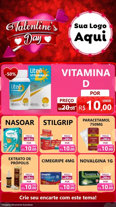 Modelo de Rede Social para Stories com o tema Valentine's Day para Farmácia