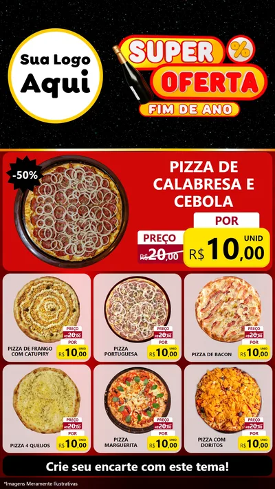 Modelo de Rede Social para Stories com o tema Super Oferta Fim de Ano para Pizzaria