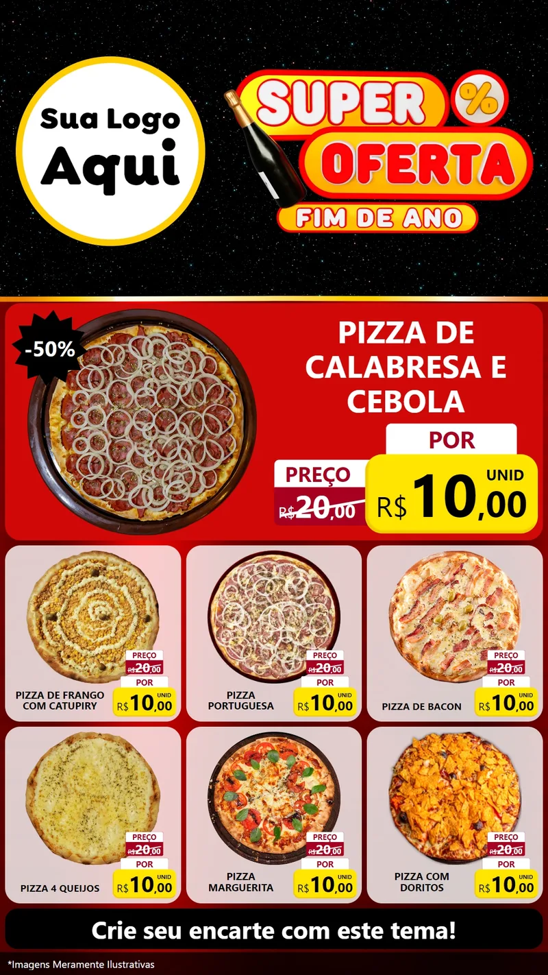 Modelo de Rede Social para Stories com o tema Super Oferta Fim de Ano para Pizzaria