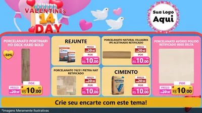 Modelo de TV para TV Horizontal com o tema Valentine's Day para Pisos e revestimentos