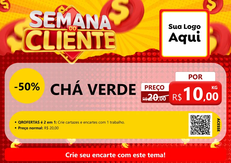 Modelo de Cartaz para Cartaz A4 Horizontal com o tema Semana do Cliente para Produtos Naturais