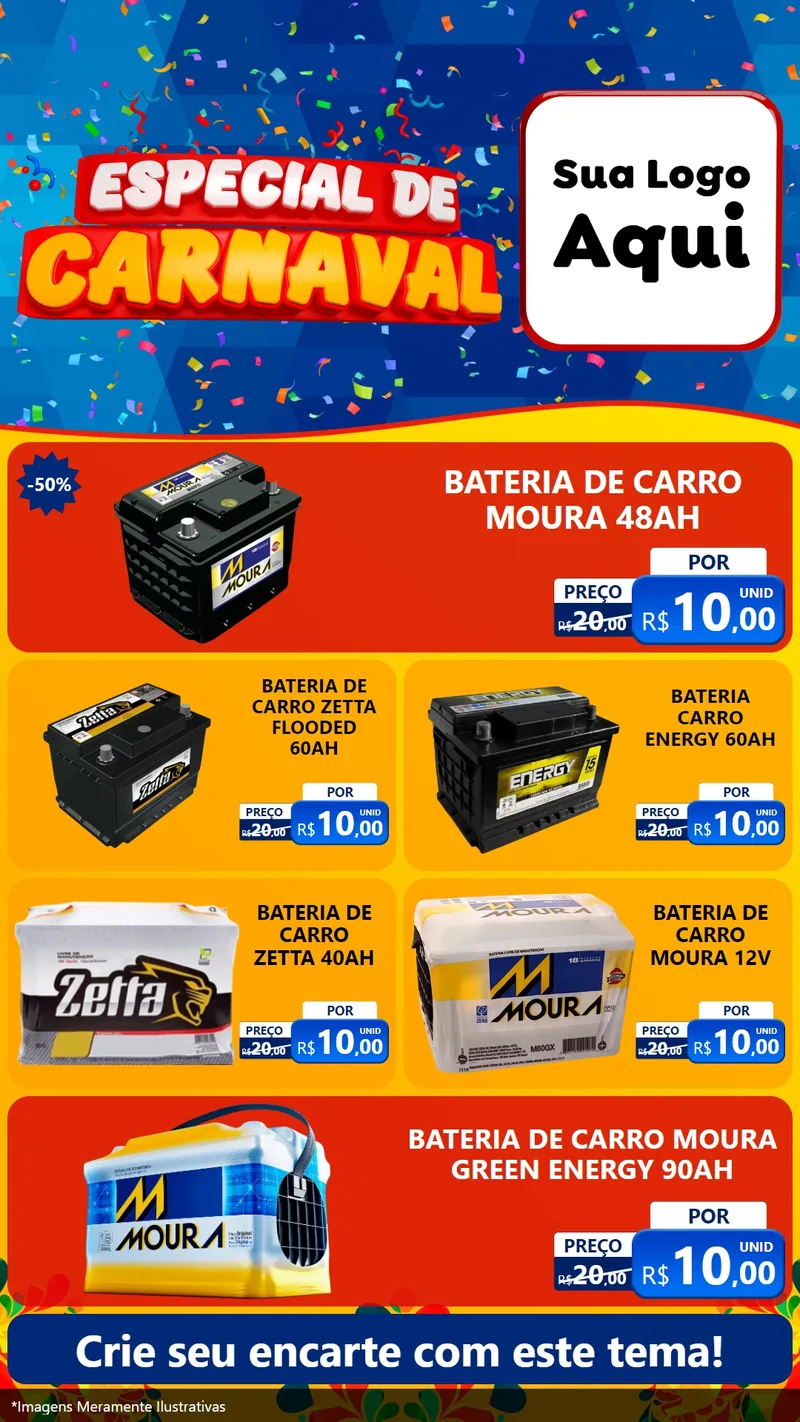 Modelo de TV para TV Vertical com o tema Especial de Carnaval para Baterias Elétricas