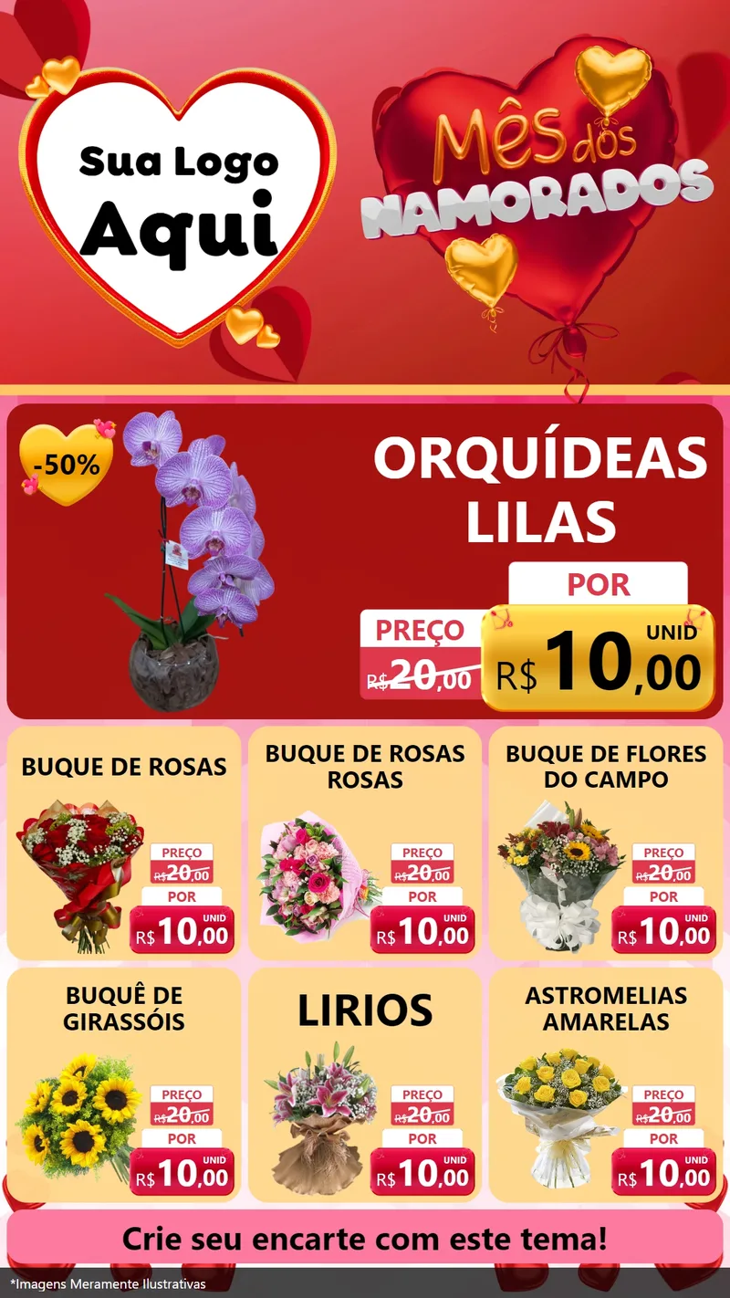 Modelo de Rede Social para Stories com o tema Mês dos Namorados para Floricultura e jardim