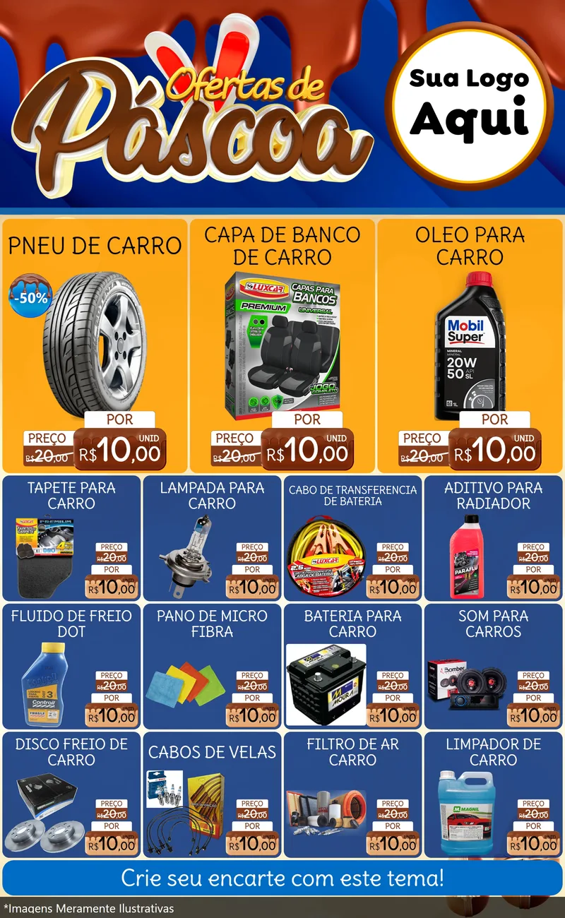 Modelo de Encarte para Encarte Grande com o tema Ofertas de Páscoa para Auto peças