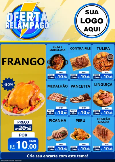 Modelo de Encarte para Encarte A4 Vertical com o tema Oferta Relâmpago para Assados