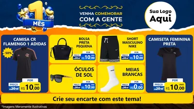 Modelo de TV para TV Horizontal com o tema Um Mês de Aniversário para Roupas e acessórios
