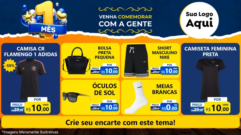 Modelo de TV para TV Horizontal com o tema Um Mês de Aniversário para Roupas e acessórios