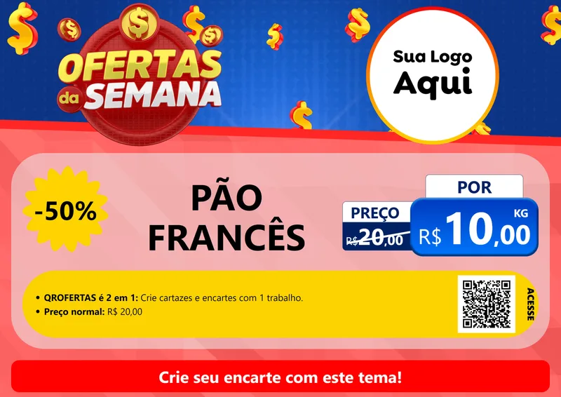 Modelo de Cartaz para Cartaz A4 Horizontal com o tema Ofertas Da Semana para Padaria