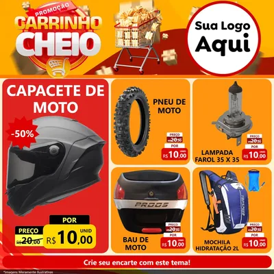 Modelo de Rede Social para Feed Facebook com o tema Promoção carrinho cheio para Moto peças