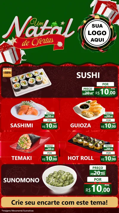 Modelo de TV para TV Vertical com o tema Um Natal de Ofertas para Comida japonesa
