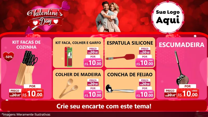 Modelo de TV para TV Horizontal com o tema Valentine's Day para Utilidades Domésticas