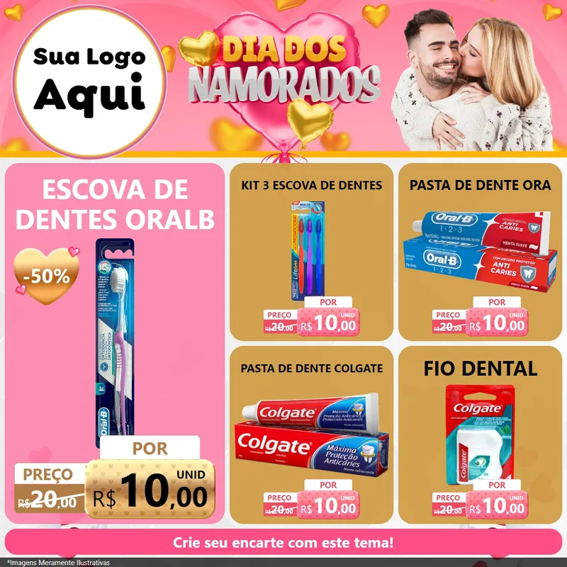 Modelo de Rede Social para Feed Facebook com o tema Dia dos Namorados para Higiene Pessoal