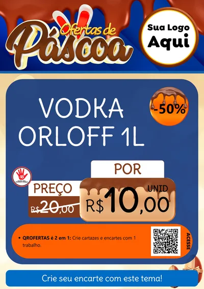Modelo de Cartaz para Cartaz A4 Vertical com o tema Ofertas de Páscoa para Distribuidora de bebidas