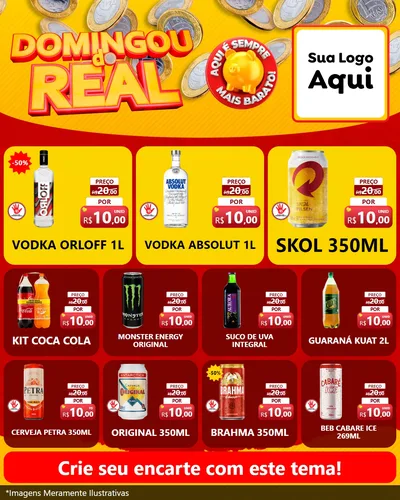 Modelo de Rede Social para Feed Instagram com o tema Domingou do Real para Distribuidora de bebidas